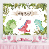 Lofaris Oh Baby Three Cute Dinosaurs Backdrop for Shower